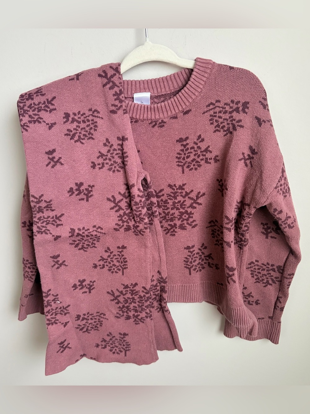 Modern Moments Kids Floral Crewneck Sweater and Pant set - Rose Pink
